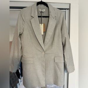 Rachel Zoe gray plaid long blazer. Size L